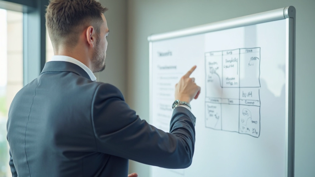 Матрица Эйзенхауэра нарисована на доске с четырьмя квадрантами