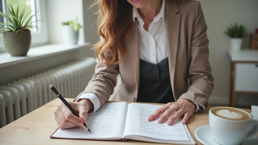 Еженедельный бюджетный план написан в блокноте рядом с кофе